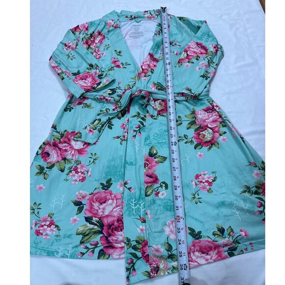Posh Peanut Milk Silk Womens Medium Floral Robe Postpartum Loungewear Comfy - Picture 6 of 6